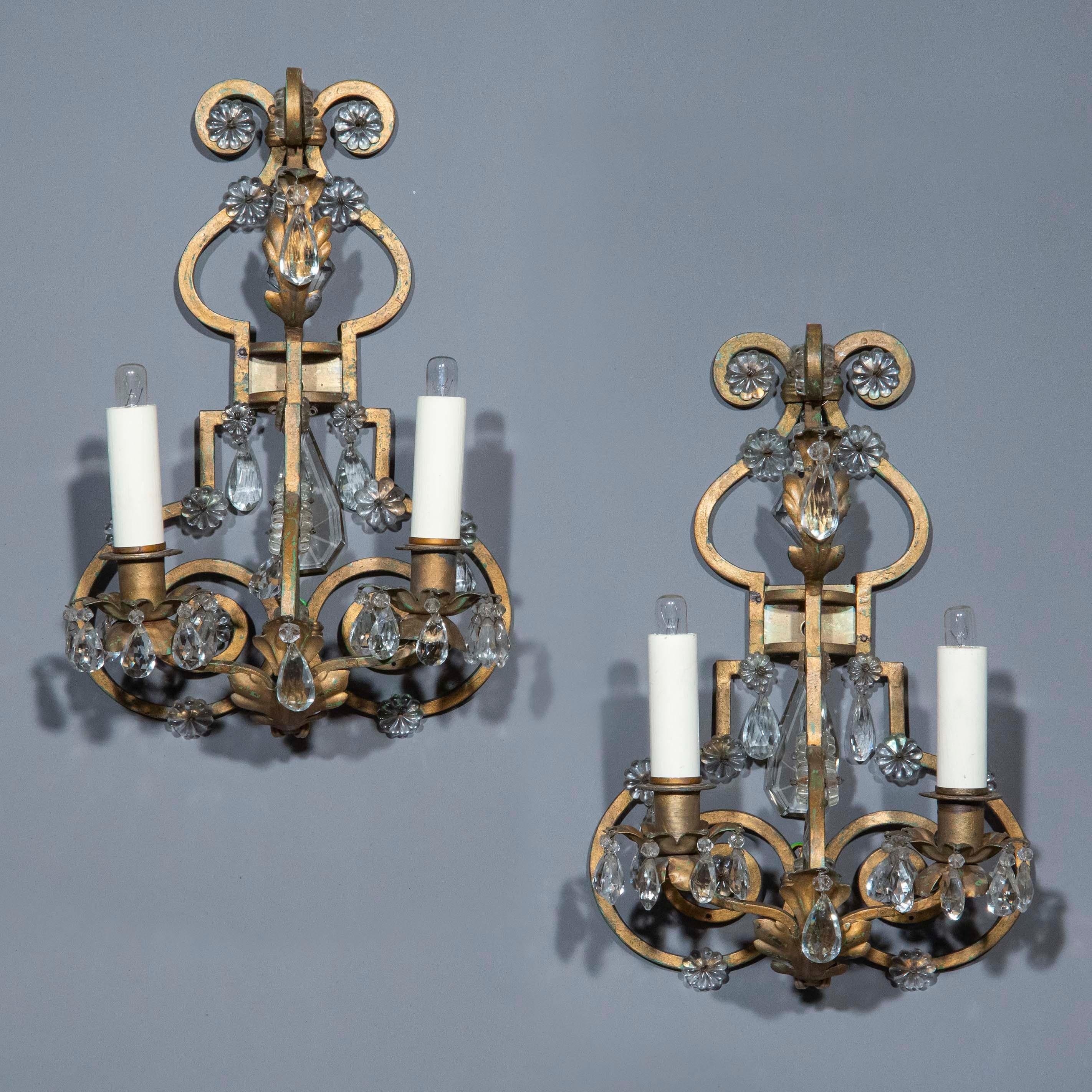 Painted Iron Wall Lights, in the manner of Maison Bagues For Sale 6