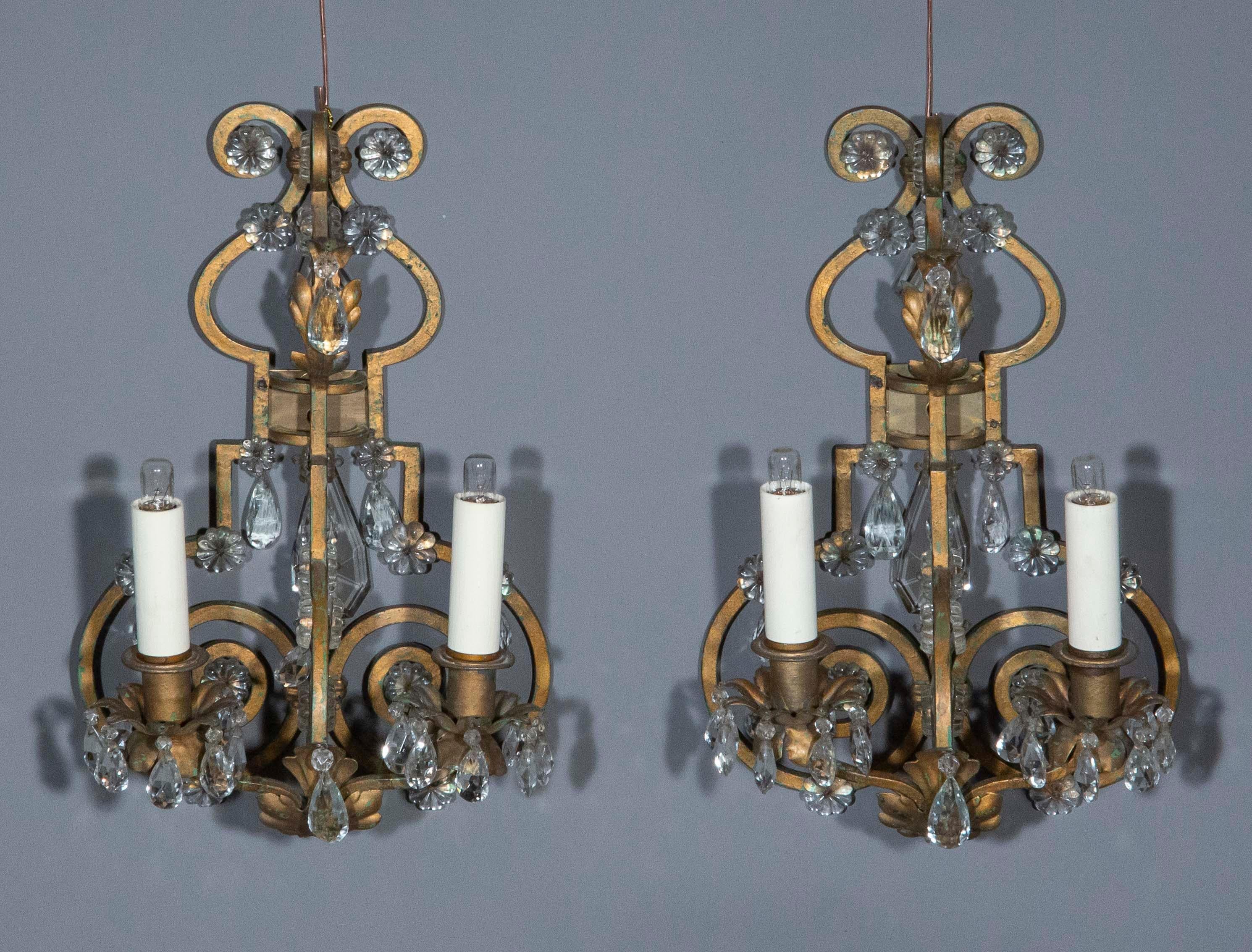 French Painted Iron Wall Lights, in the manner of Maison Bagues For Sale