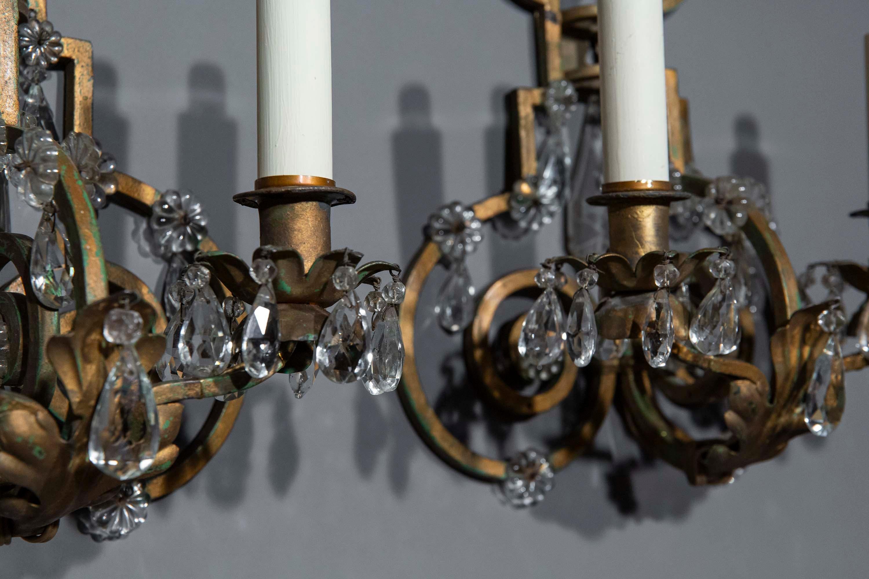 Painted Iron Wall Lights, in the manner of Maison Bagues In Good Condition For Sale In Richmond, London
