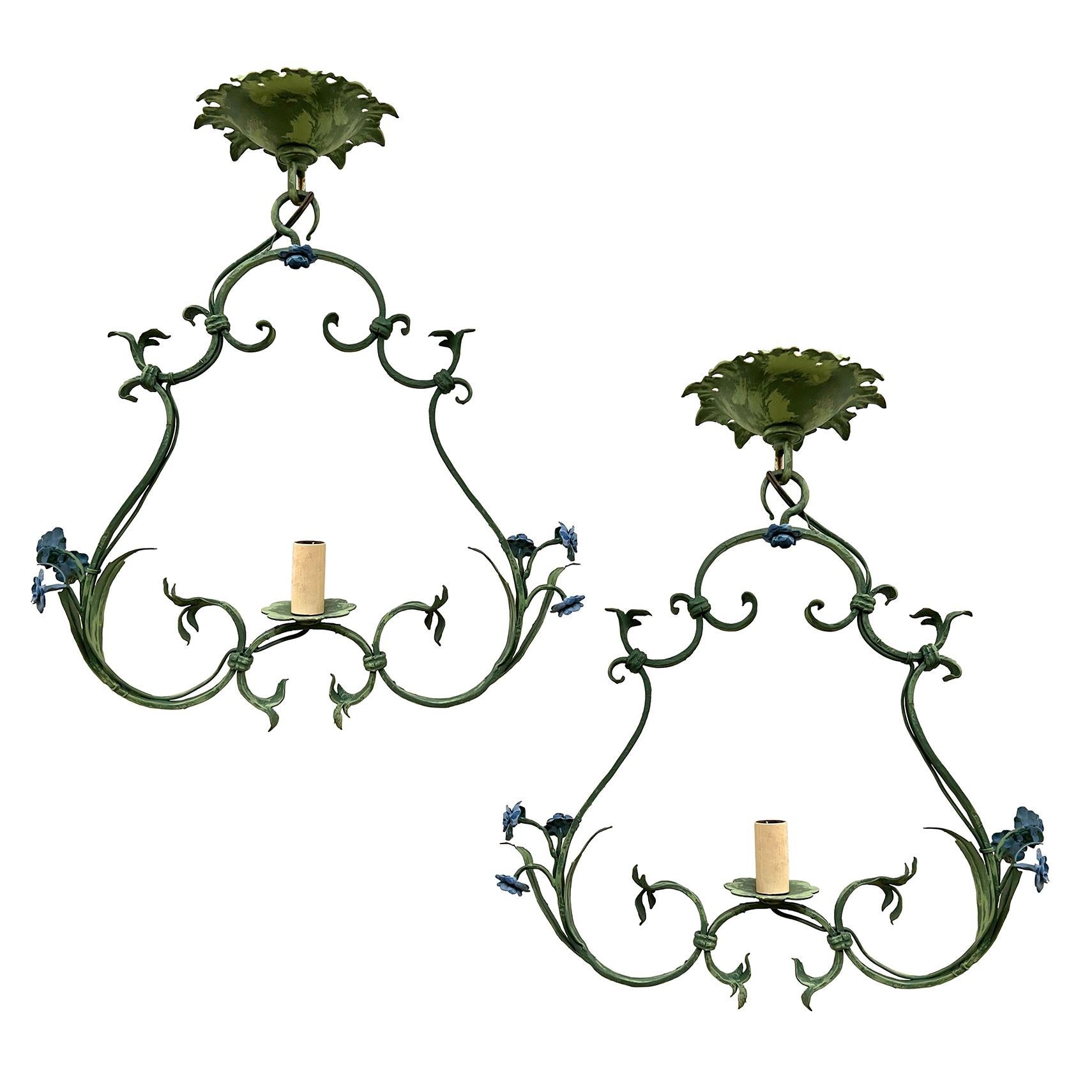 Early 20th Century Pair of Painted Italian Chandeliers, Sold Individually For Sale