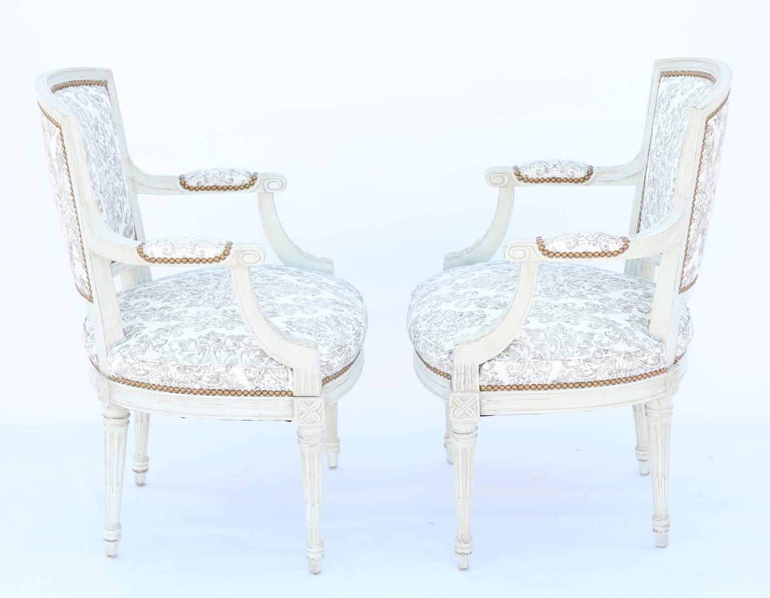 Dipinto Coppia di Fauteuil italiani dipinti in vendita
