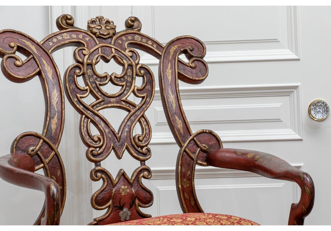 Rococo Pair Of Painted Italianate Finely Crafted Armchairs  For Sale