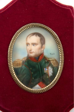Pair of Painted Ivory Miniatures of Napoleon and Josephine, circa 1860