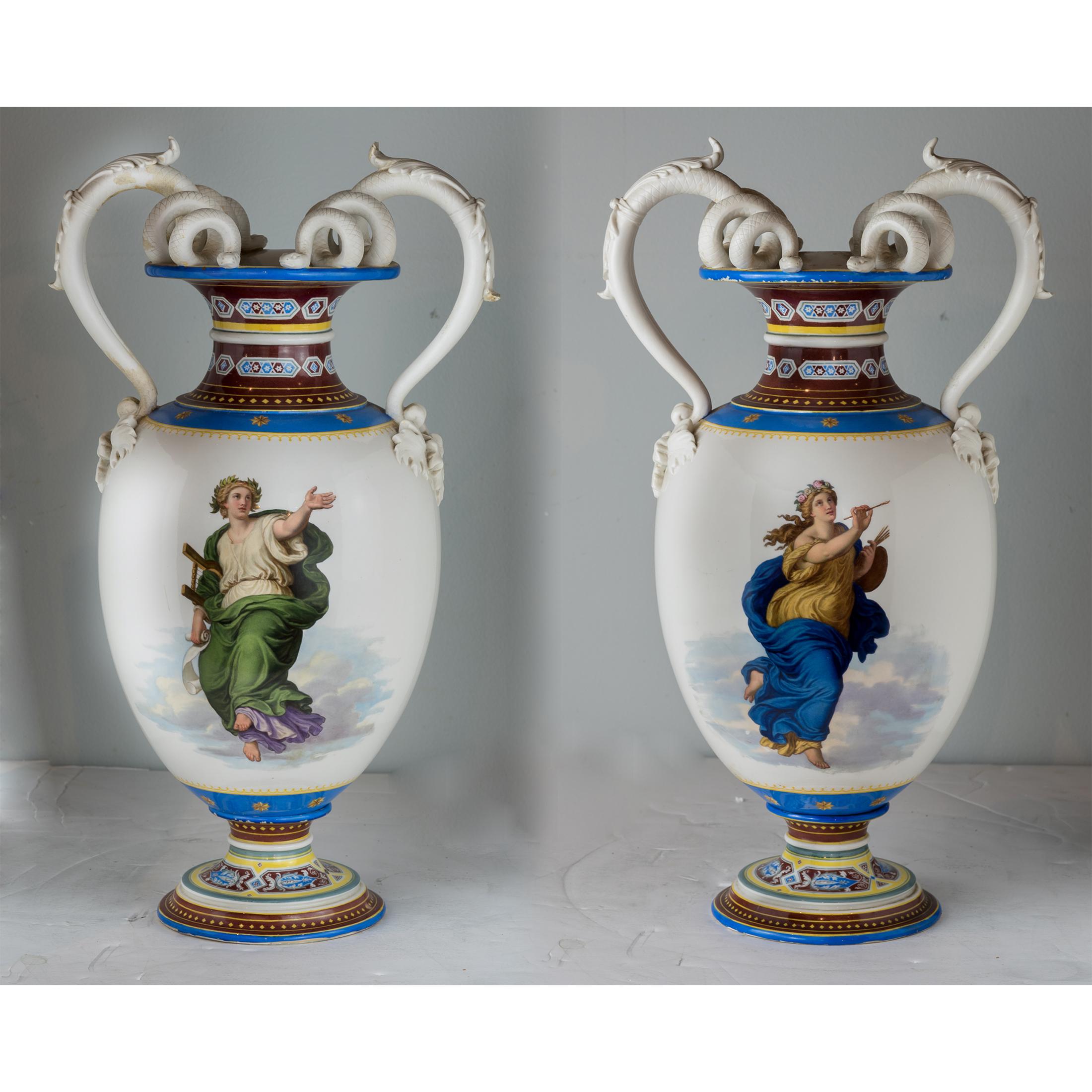 Fine quality pair of painted KPM porcelain vases

Date: 19th century
Origin: German
Dimension: 16 1/2 in. x 9 1/2 in.