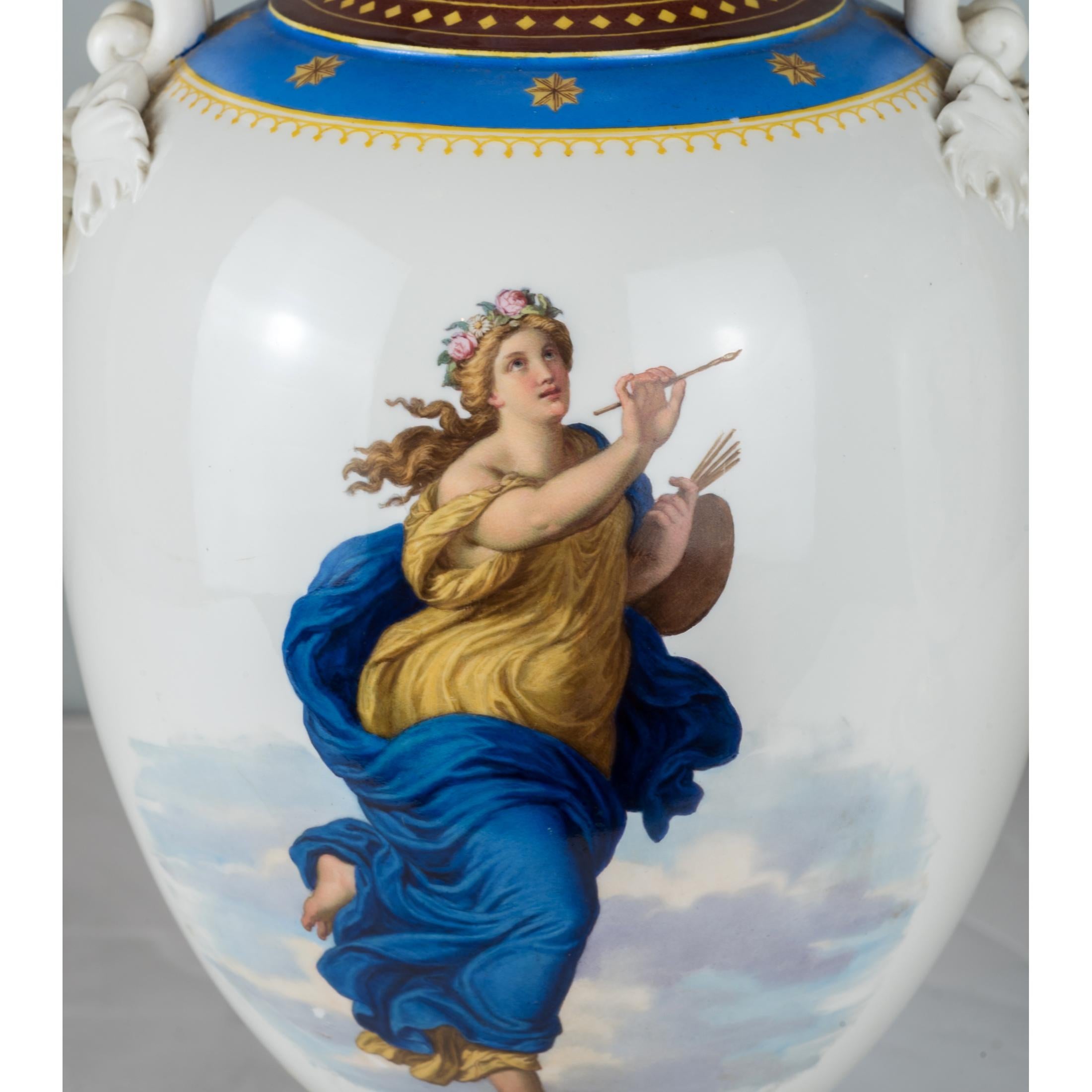 Pair of Painted KPM Porcelain Vases For Sale 1