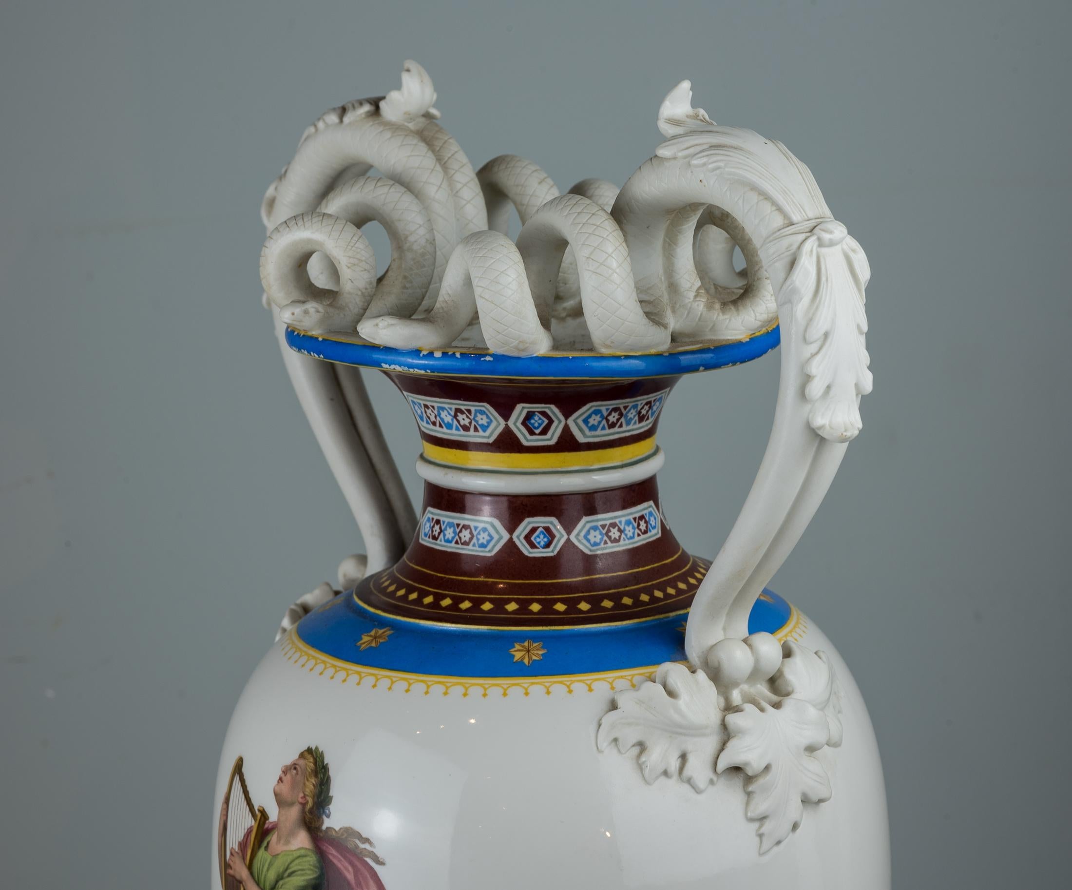 Pair of Painted KPM Porcelain Vases For Sale 2
