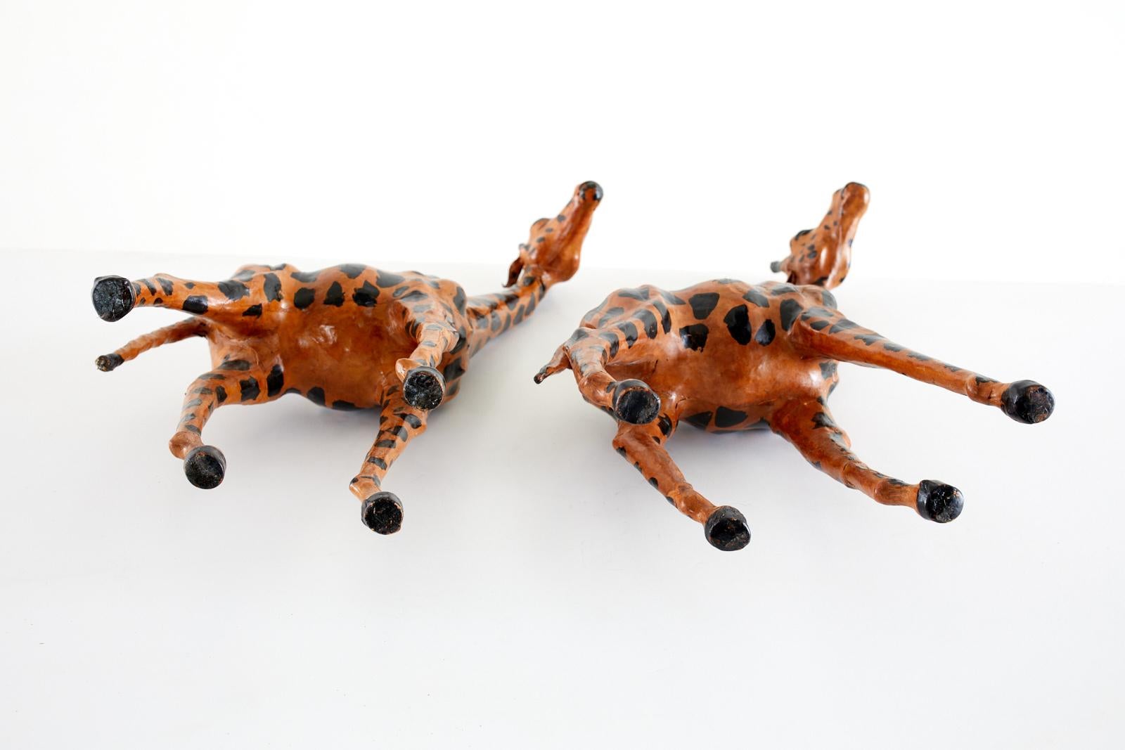 Pair of Painted Leather Giraffe Sculptures For Sale 6