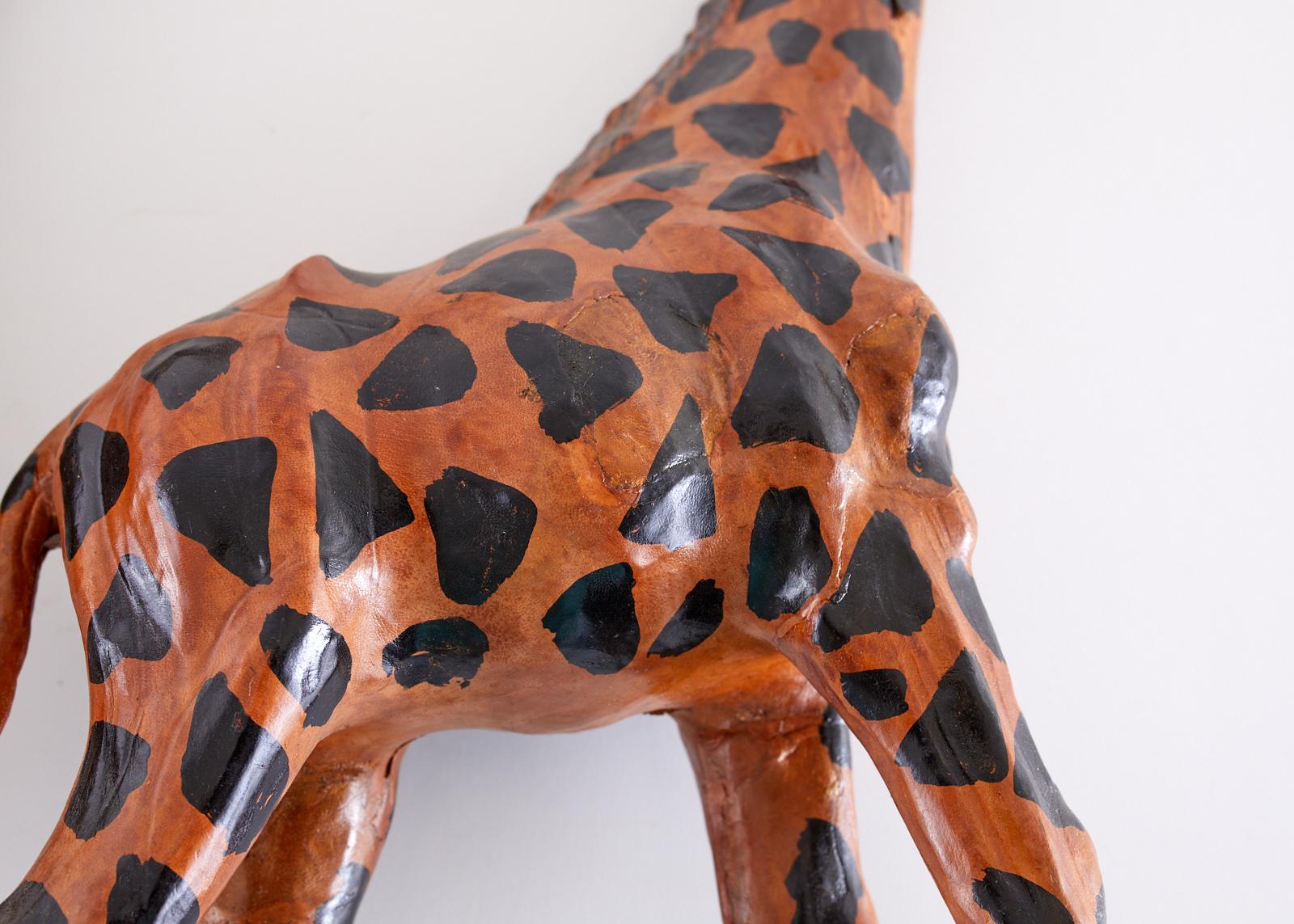 Pair of Painted Leather Giraffe Sculptures For Sale 7