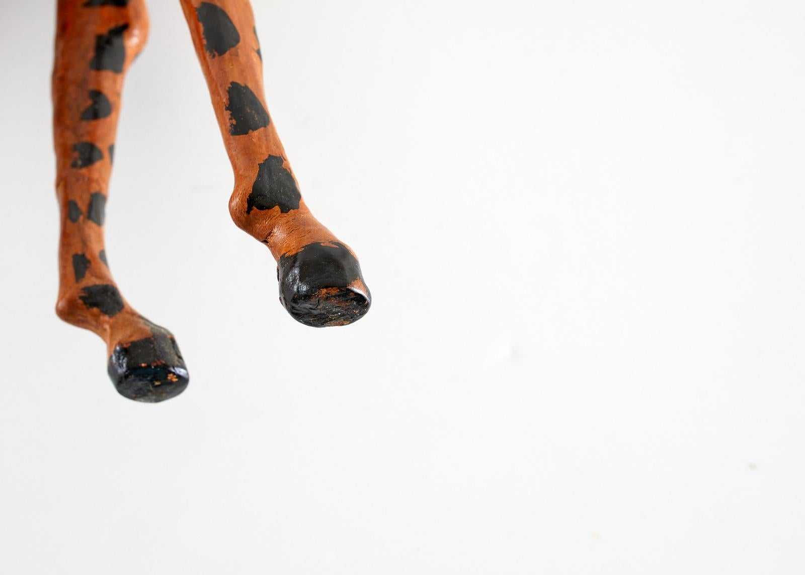Pair of Painted Leather Giraffe Sculptures For Sale 1