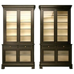 Pair Custom Hand-Made Louis Philippe Style Bookcases/Cabinets in Any Dimension