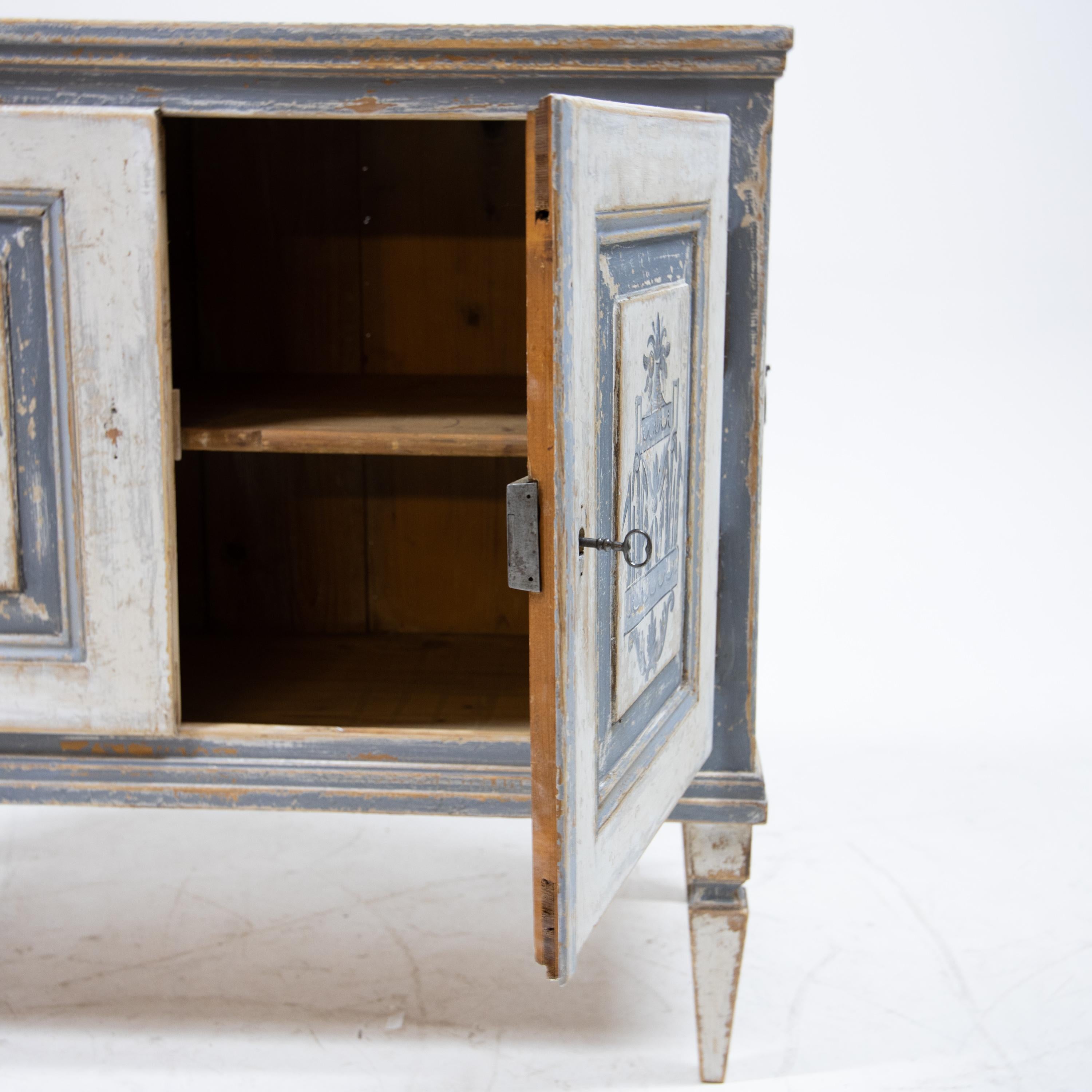 European Pair of Painted Louis Seize Sideboards, 19th Century