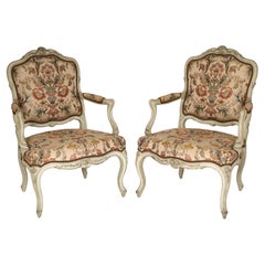Pair of Painted Louis XV Armchairs