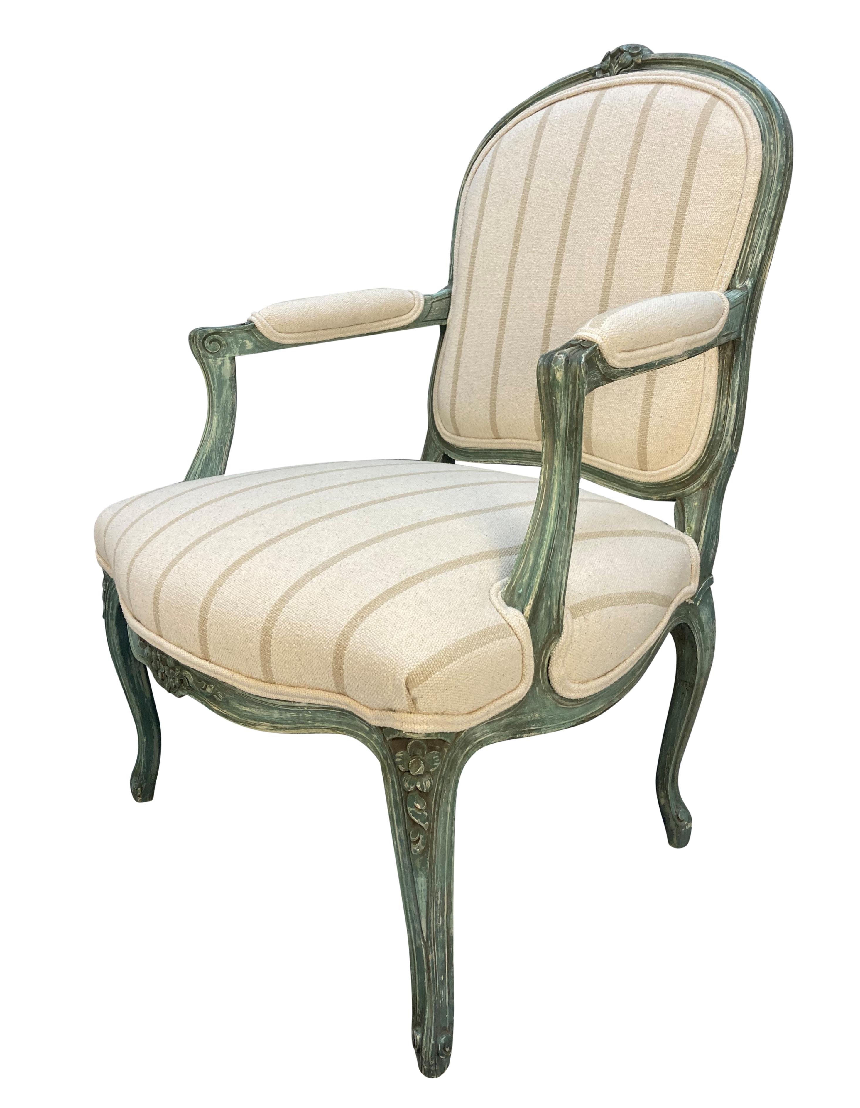 Français Paire de fauteuils peints de style Louis XV en vente