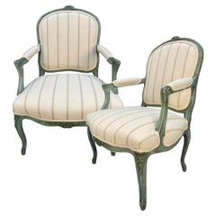 Pair Of Painted Louis XV Style Armchairs