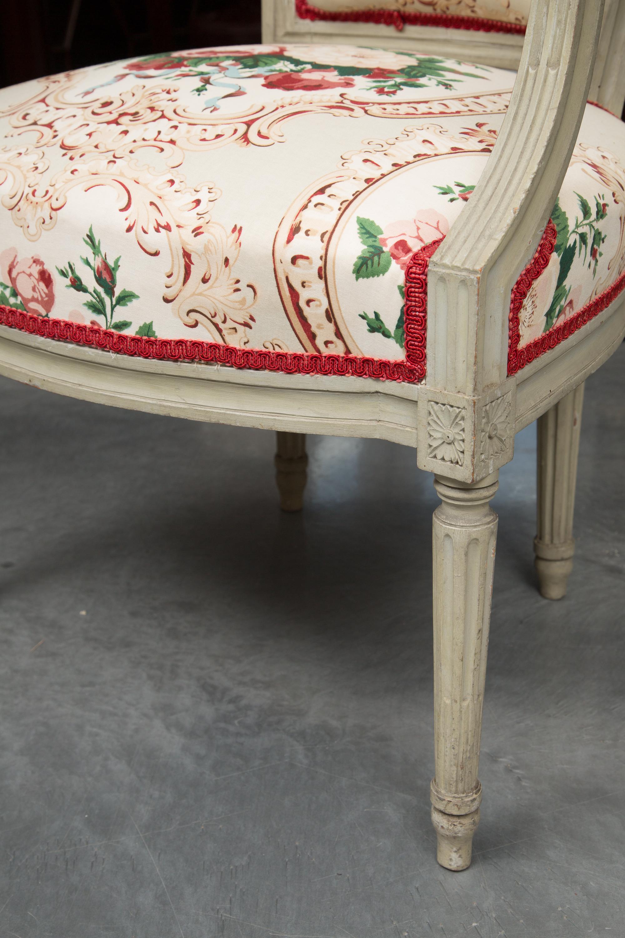Pair of Painted Louis XVI Style Armchairs 8