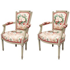 Pair of Painted Louis XVI Style Armchairs