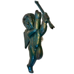 Pair of Painted Metal Angel Sconces