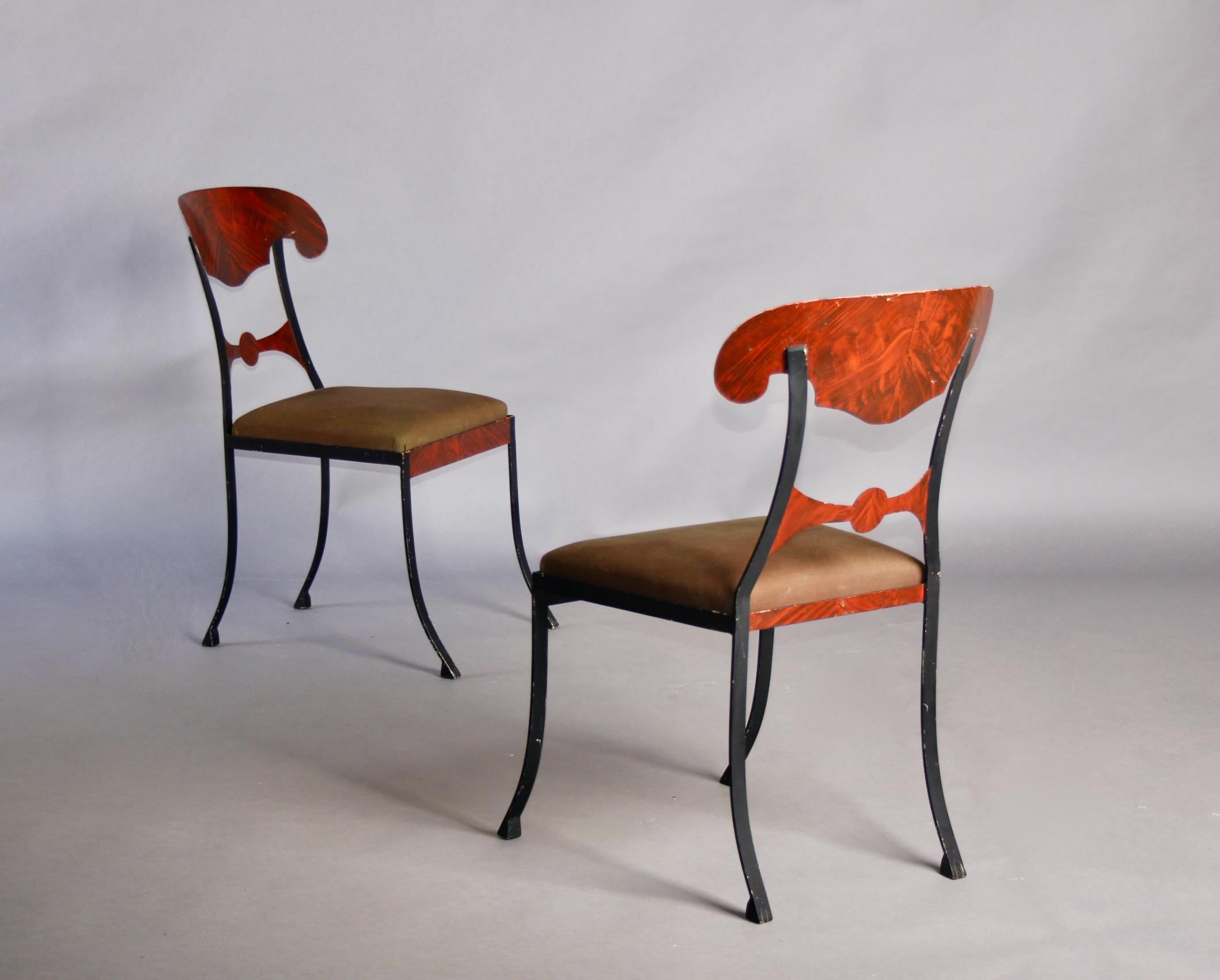 Pair of painted metal decorative chairs For Sale 4