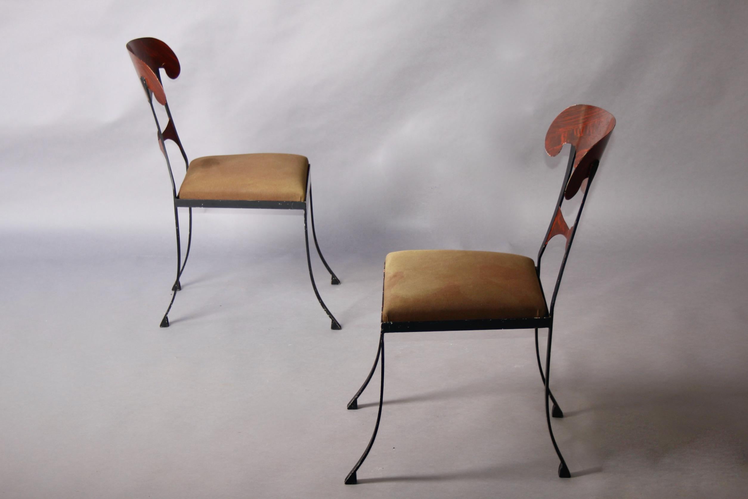 Pair of painted metal decorative chairs In Good Condition For Sale In grand Lancy, CH