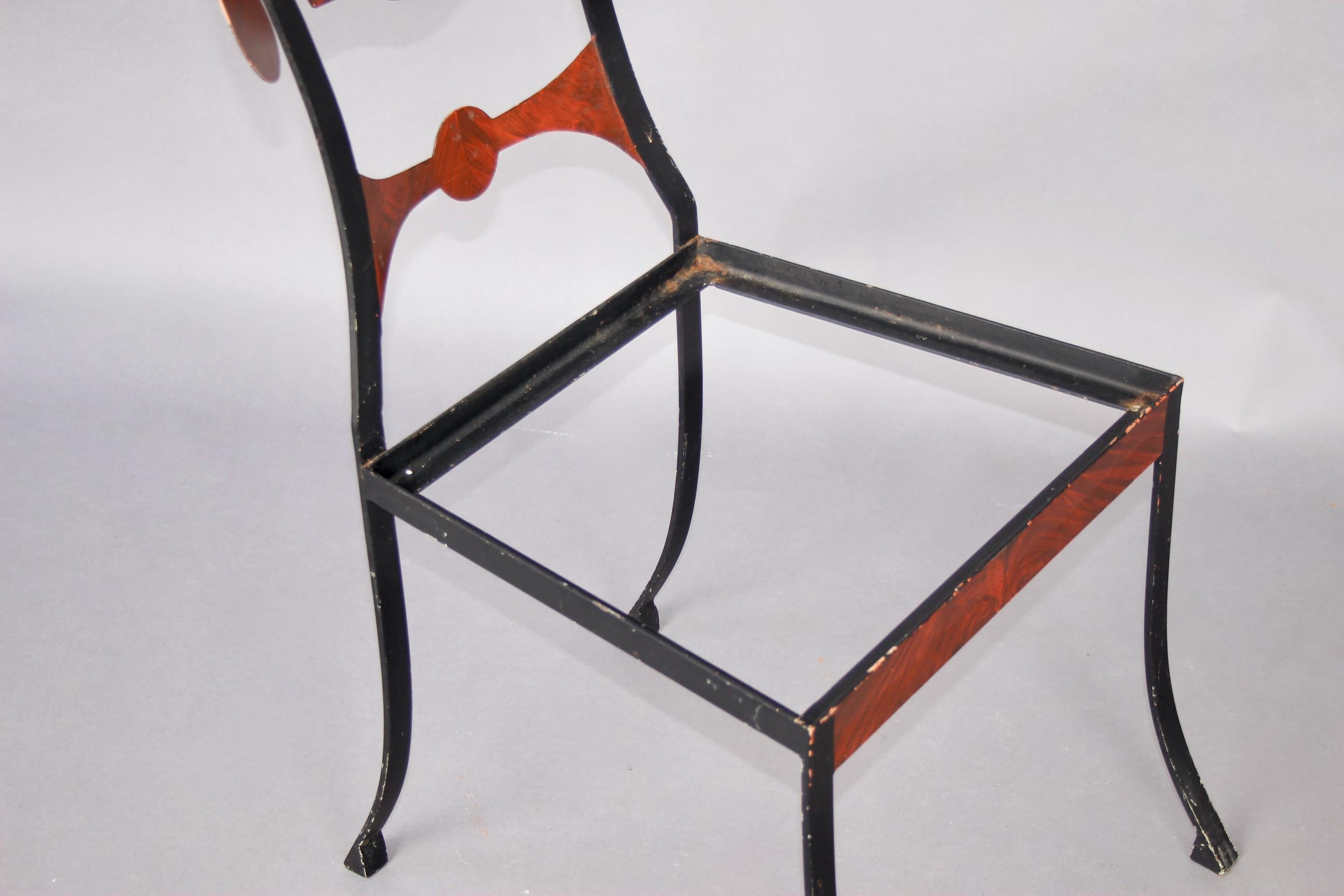 Pair of painted metal decorative chairs For Sale 3