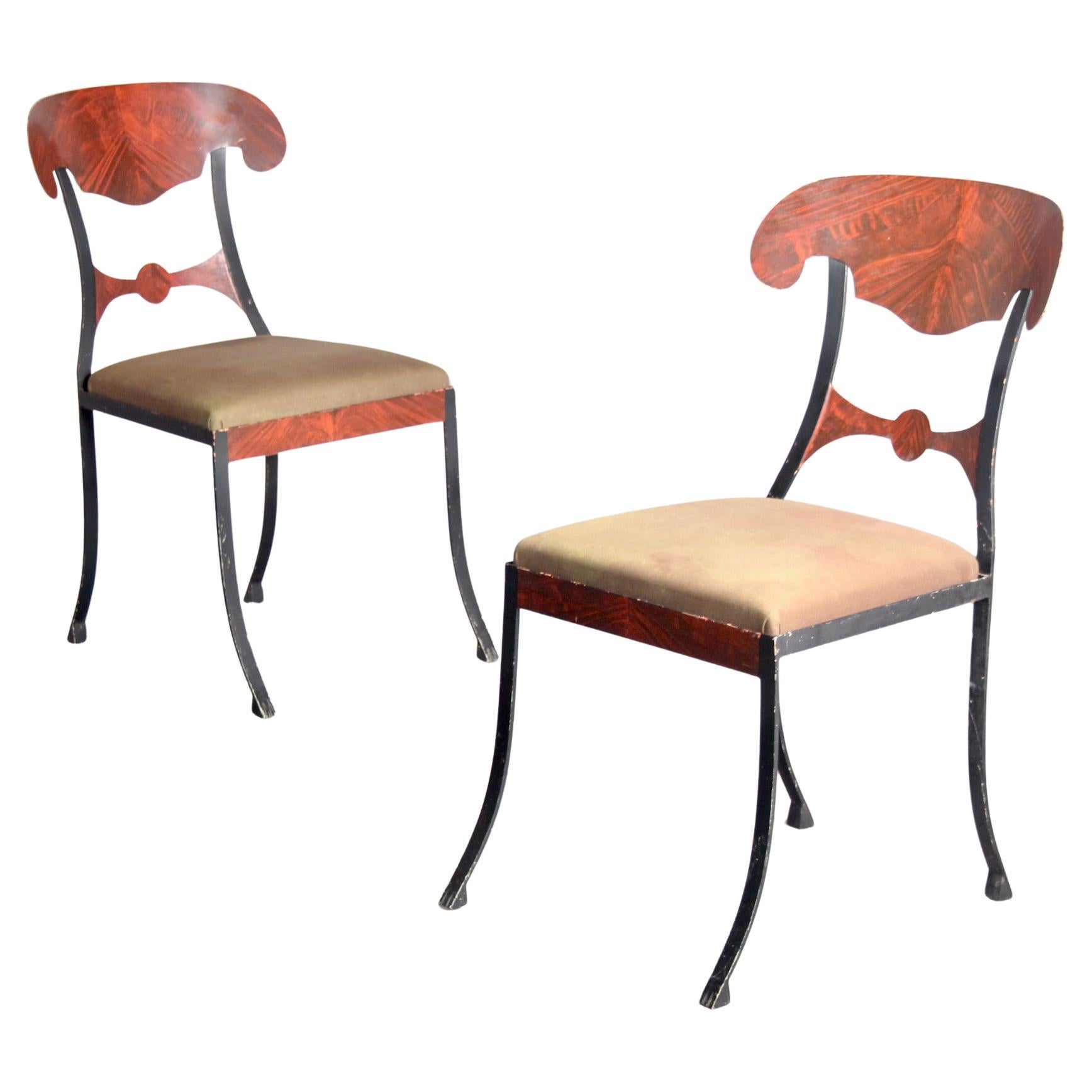Pair of painted metal decorative chairs