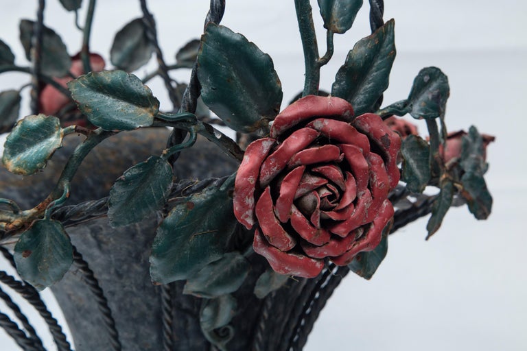 Pair of Painted Metal Flower Baskets For Sale at 1stDibs flower