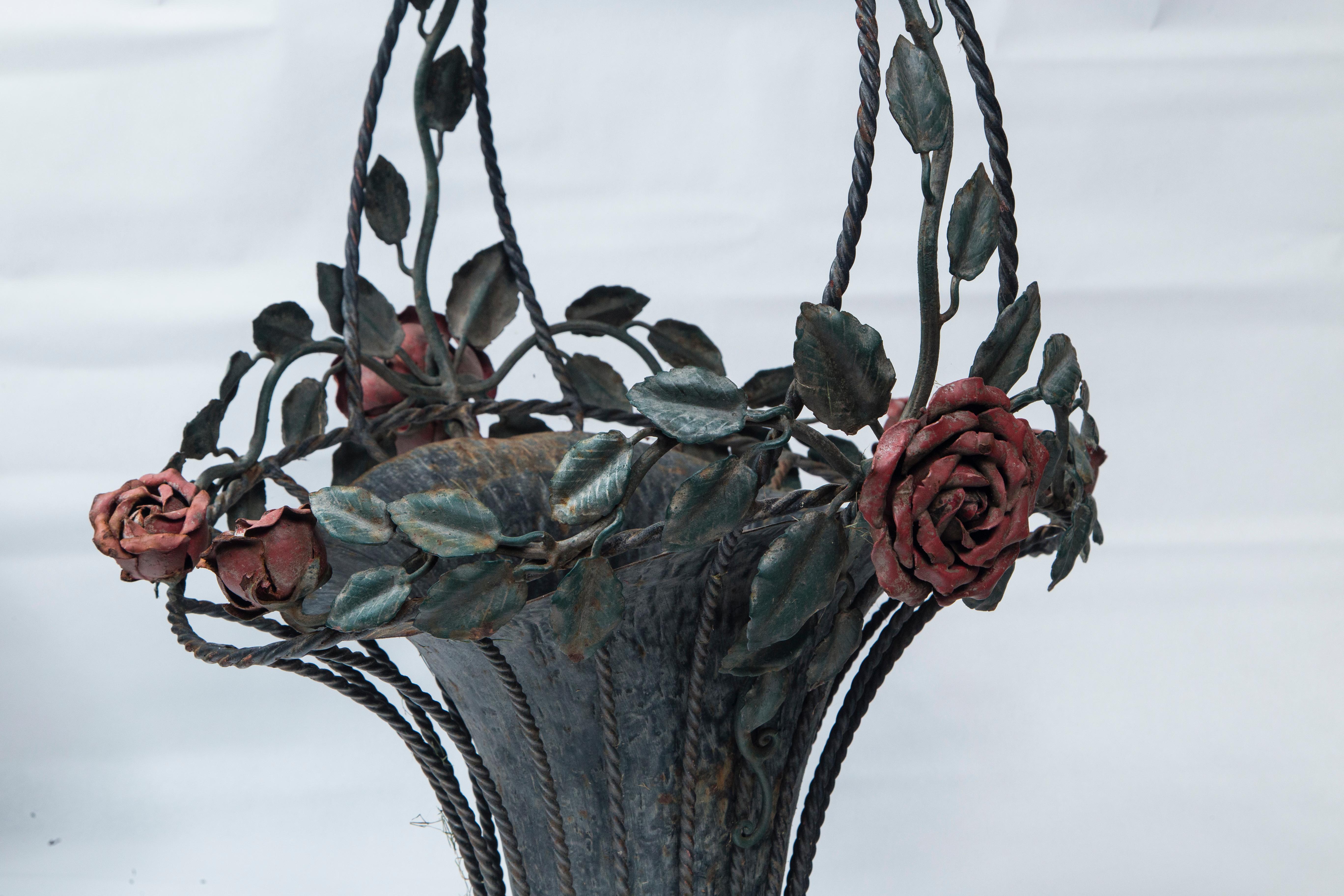 Pair of Painted Metal Flower Baskets For Sale at 1stDibs flower