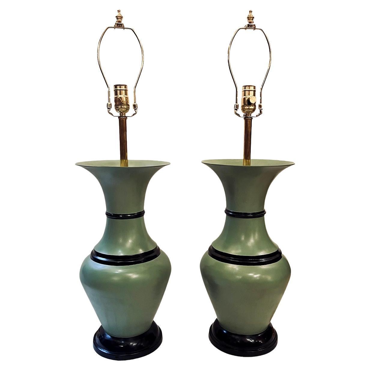 Pair of Painted Metal lamps
