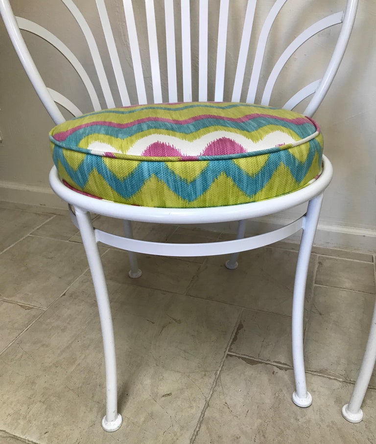Pair of Painted Metal Peacock Chairs For Sale at 1stDibs