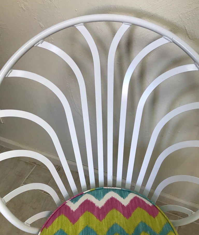 Pair of Painted Metal Peacock Chairs For Sale at 1stDibs