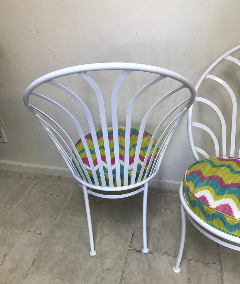 Pair of Painted Metal Peacock Chairs For Sale at 1stDibs