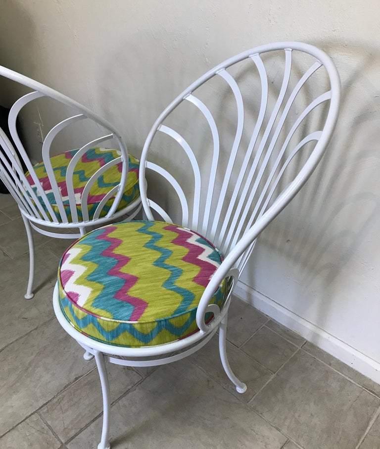 Pair of Painted Metal Peacock Chairs For Sale at 1stDibs