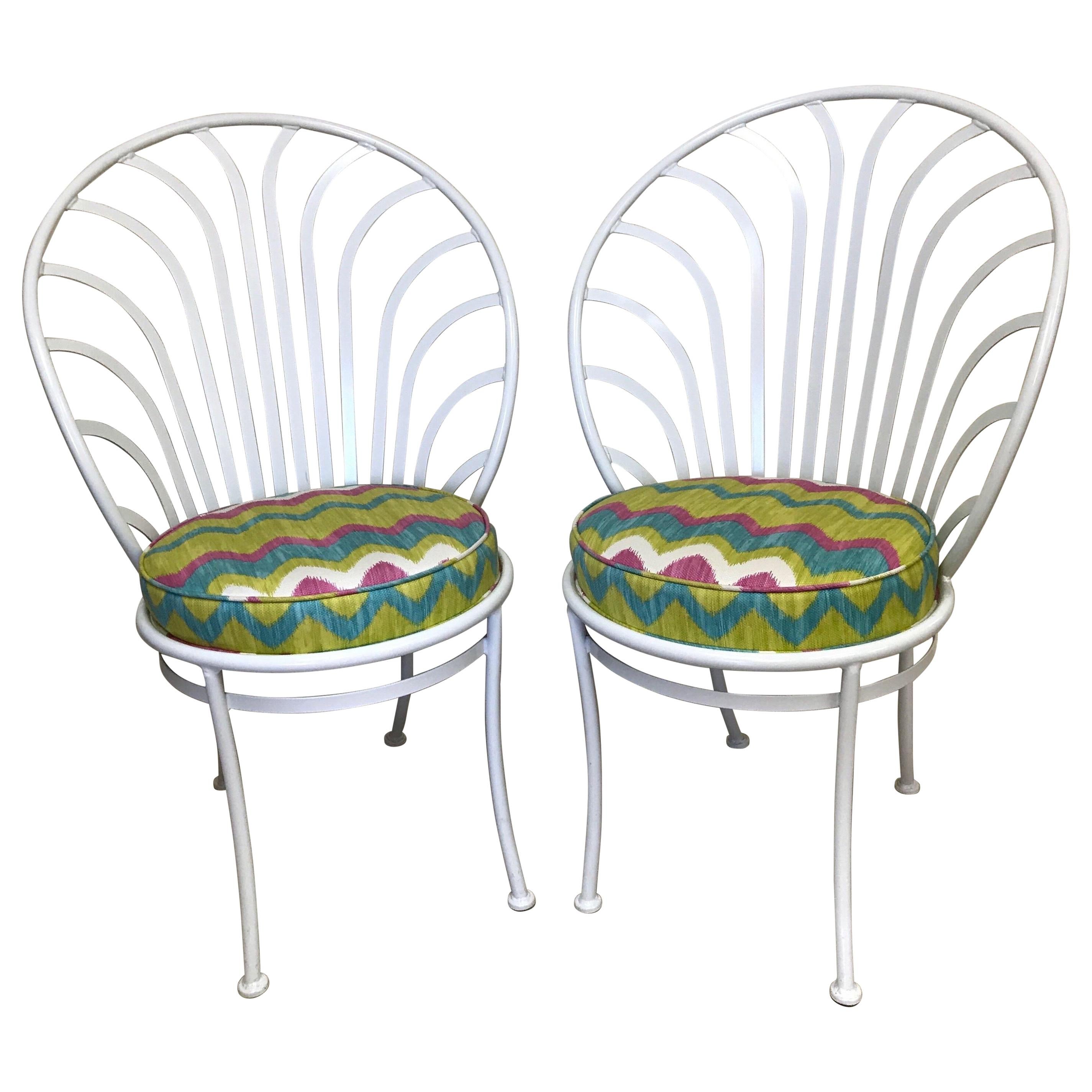 Pair of Painted Metal Peacock Chairs For Sale
