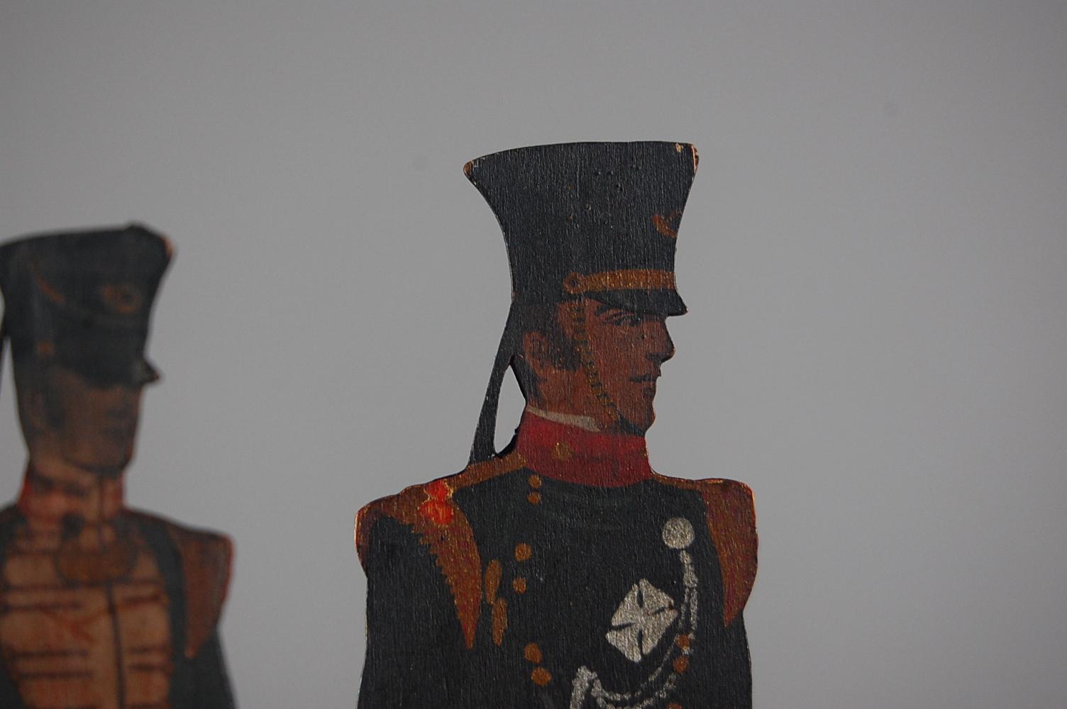 English Pair of Painted Military Silhouette Soldiers