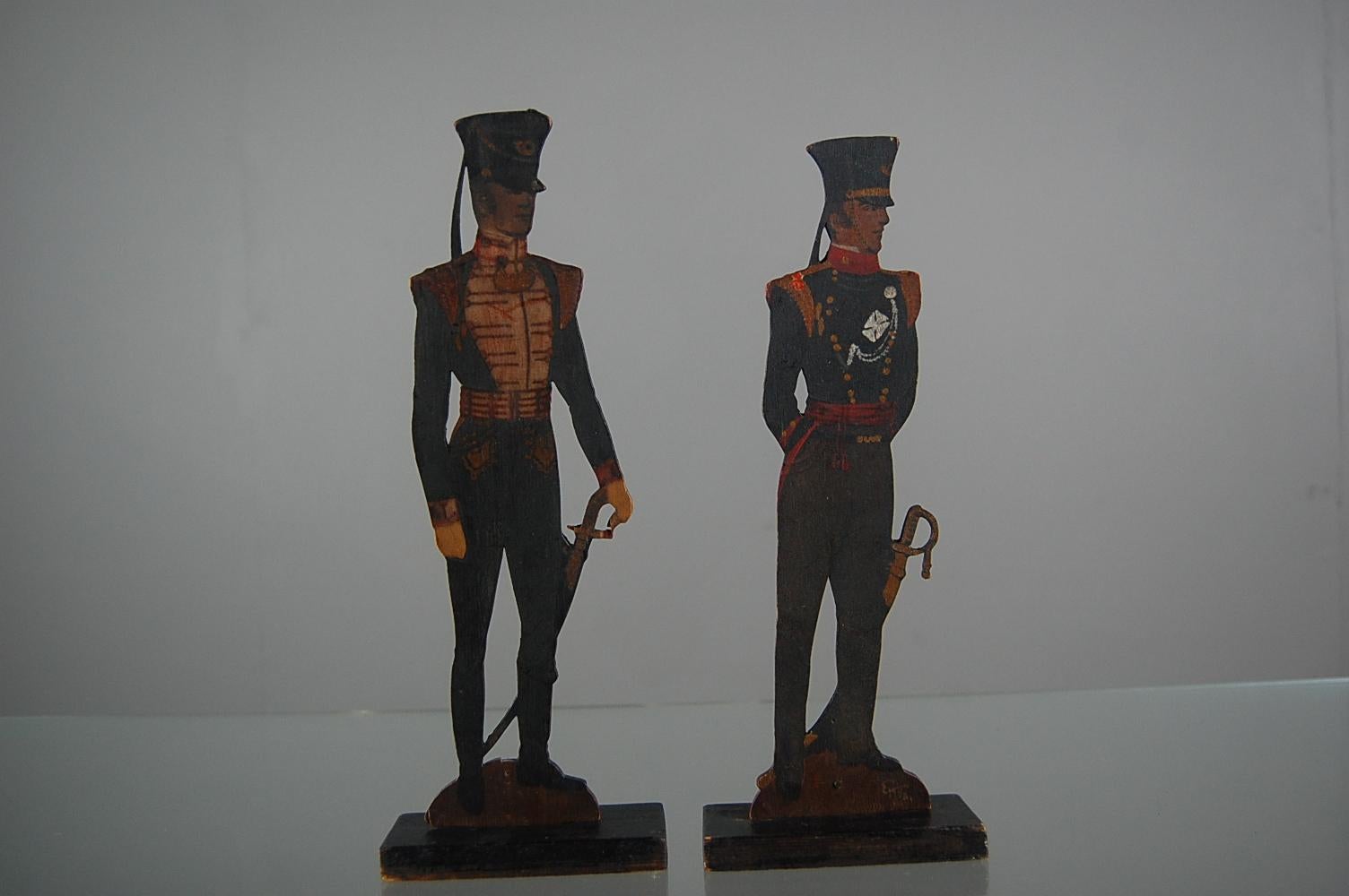 20th Century Pair of Painted Military Silhouette Soldiers