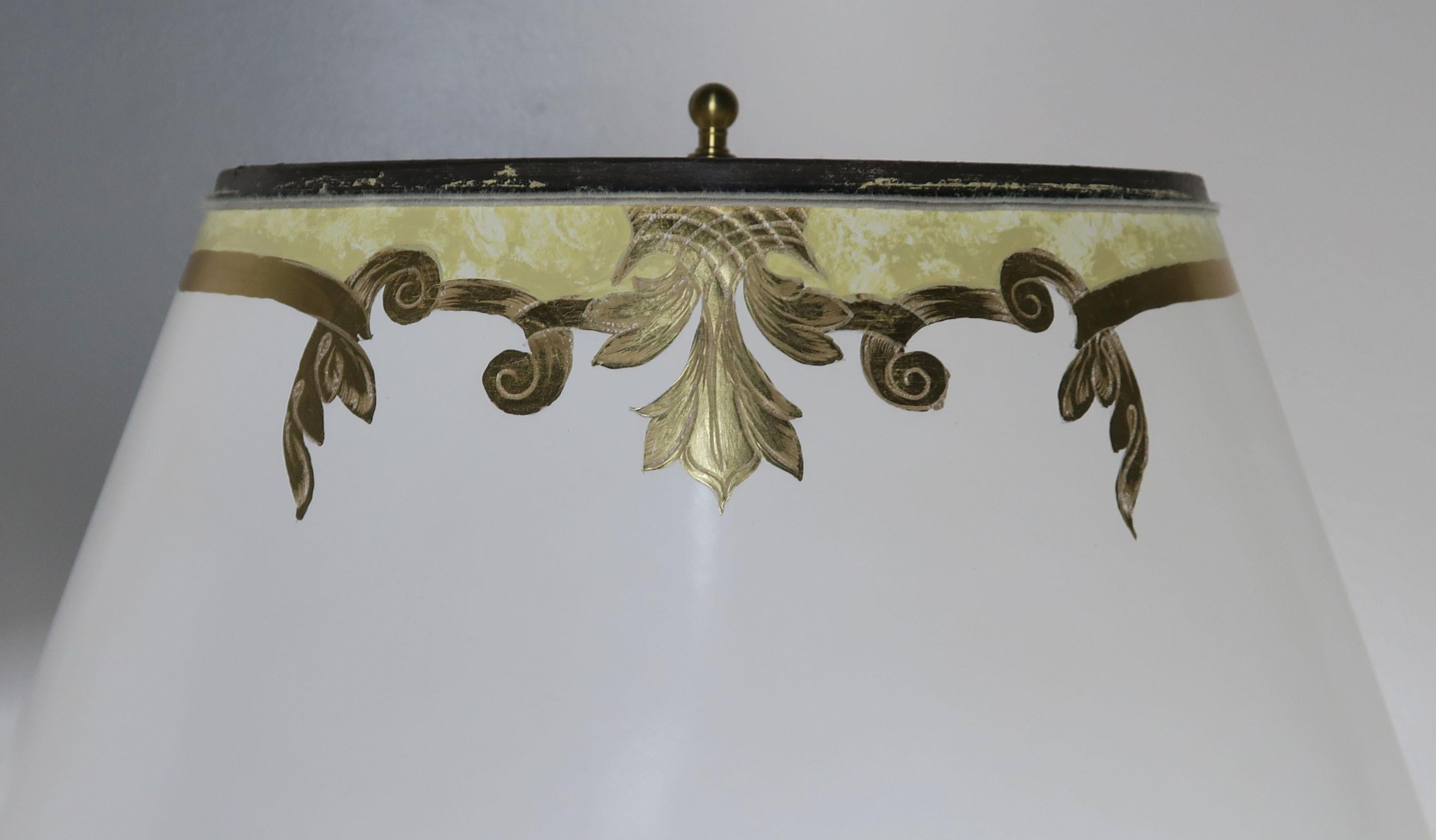 20th Century Pair of Painted Neoclassical Lamps with Parchment Shades