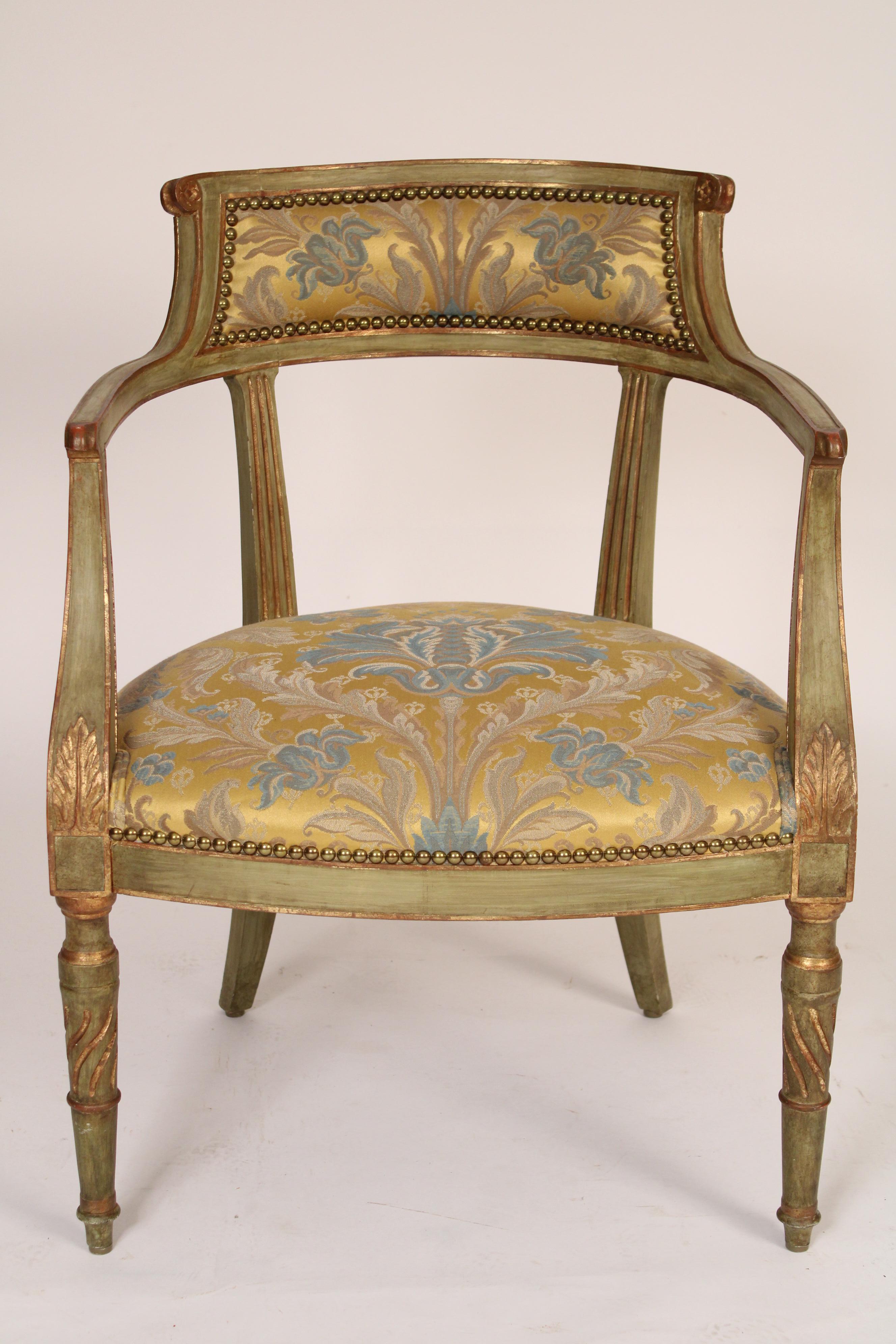 Unknown Pair of Painted Neoclassical Style Barrell Back Armchairs For Sale
