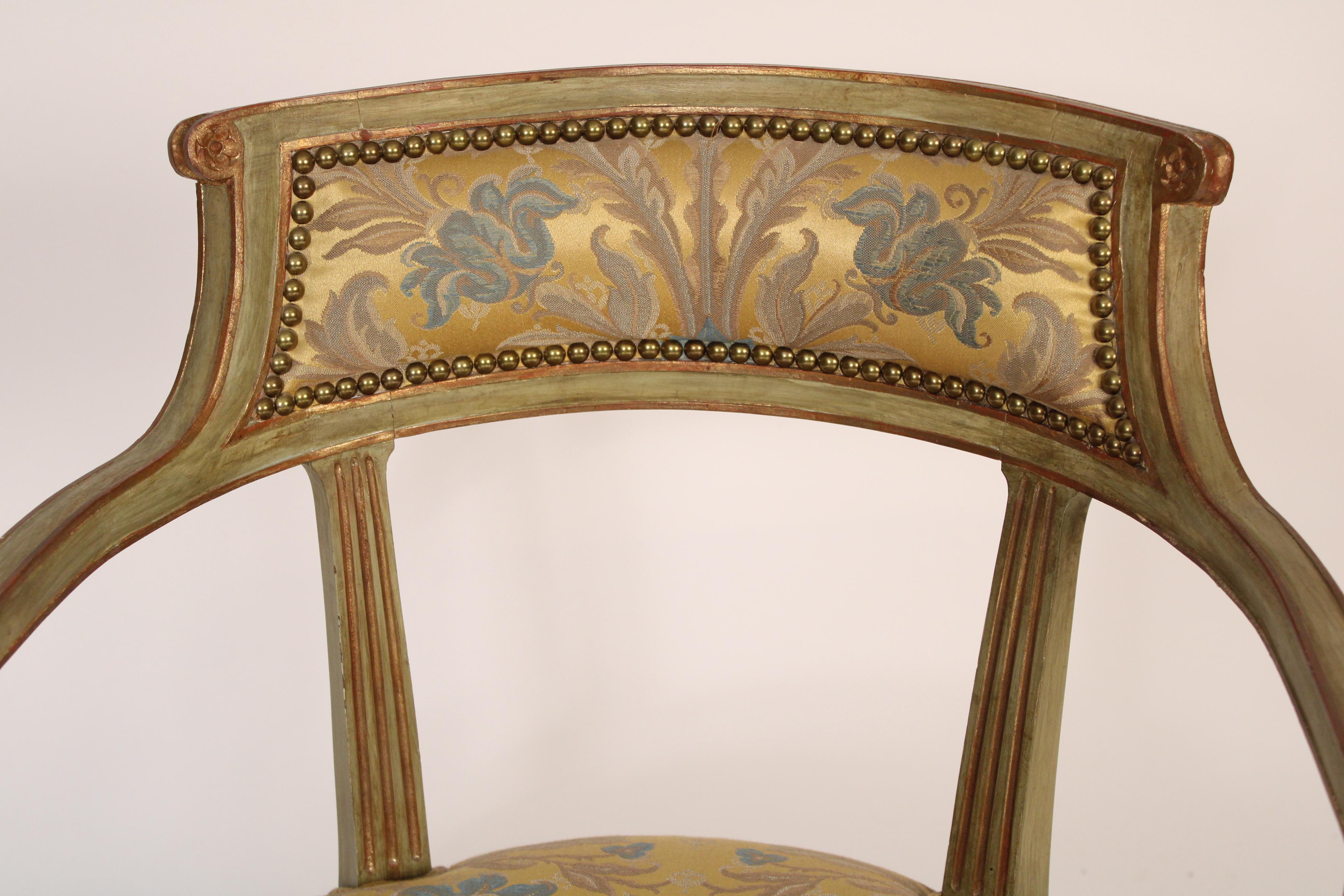 Pair of Painted Neoclassical Style Barrell Back Armchairs For Sale 1
