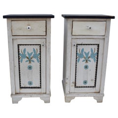 Antique Pair of Painted Nightstands with One Door and One Drawer