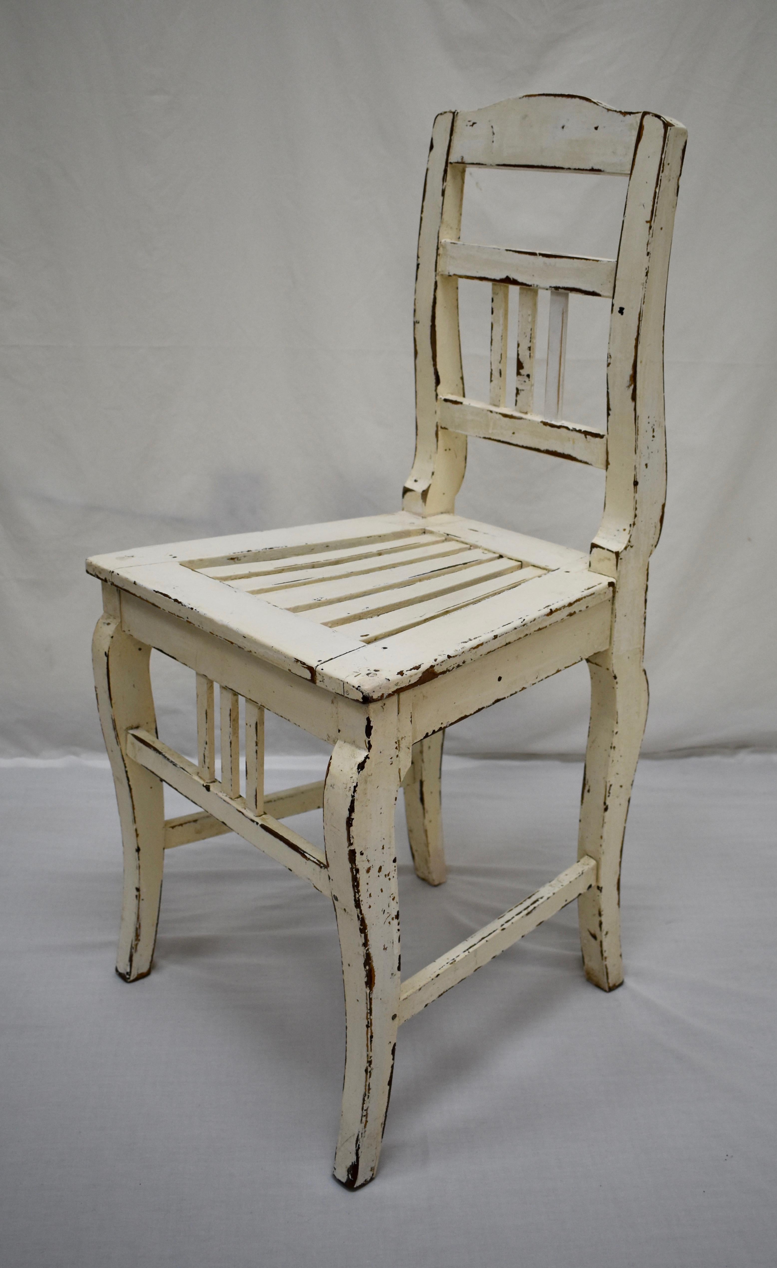 Pair of Painted Oak Country Side Chairs 5