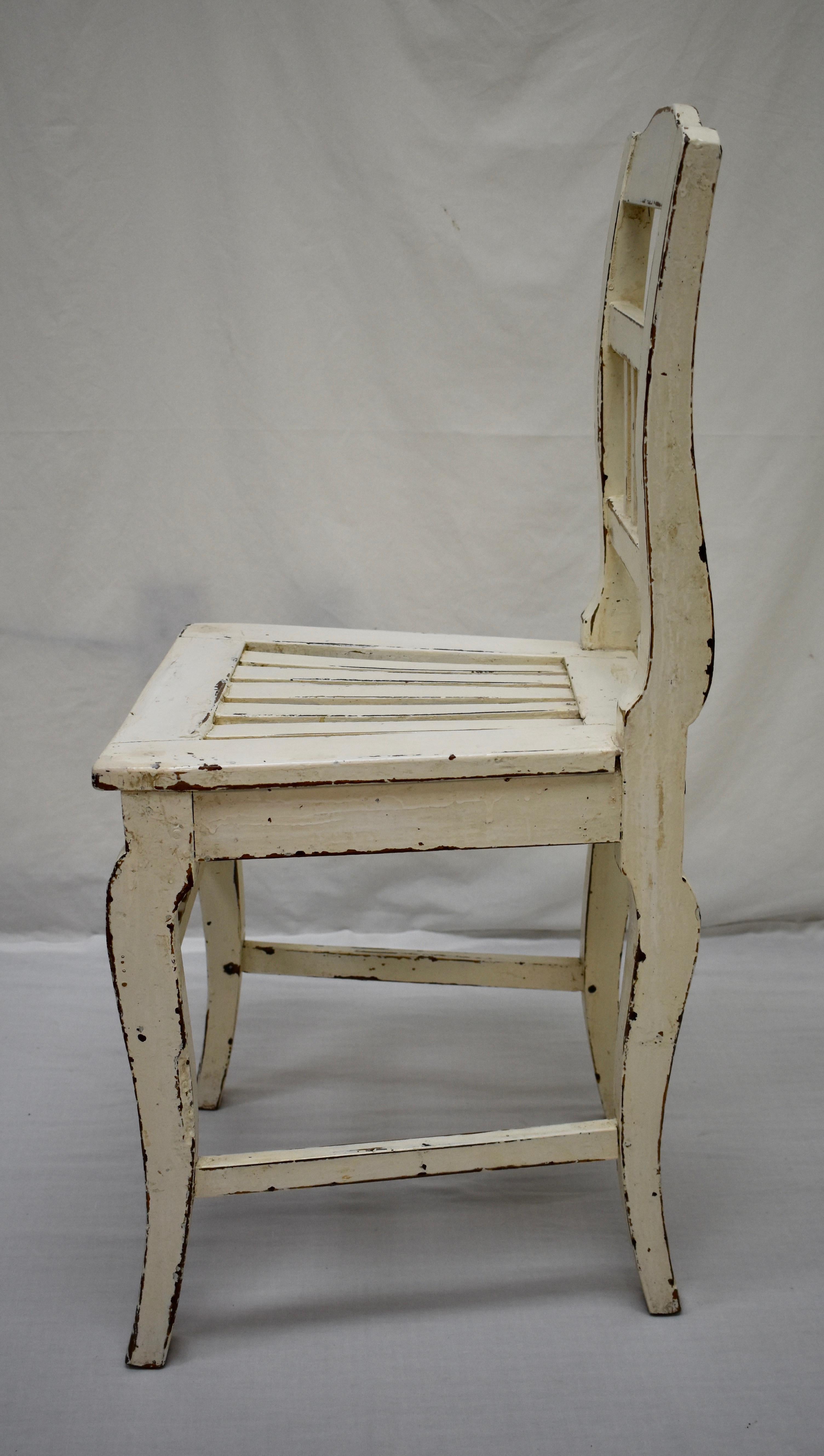 20th Century Pair of Painted Oak Country Side Chairs