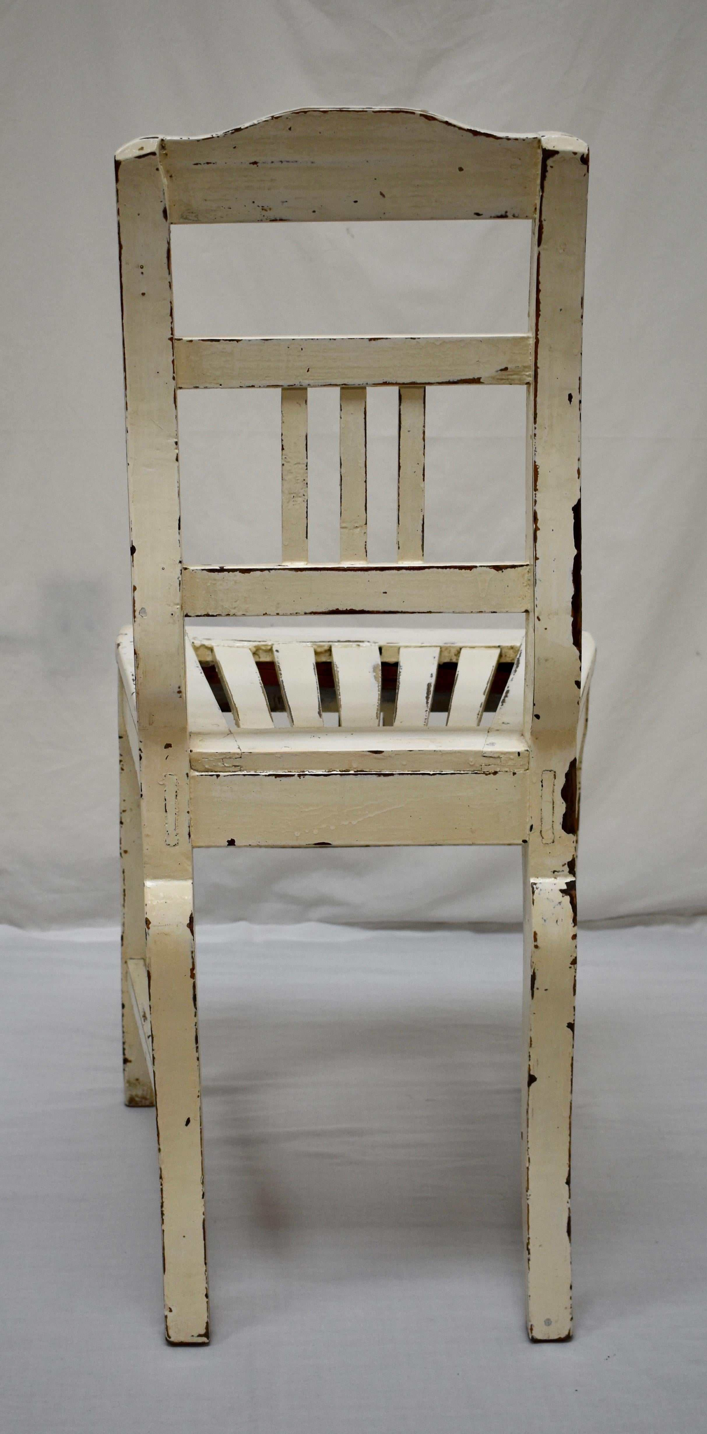 Pair of Painted Oak Country Side Chairs 1