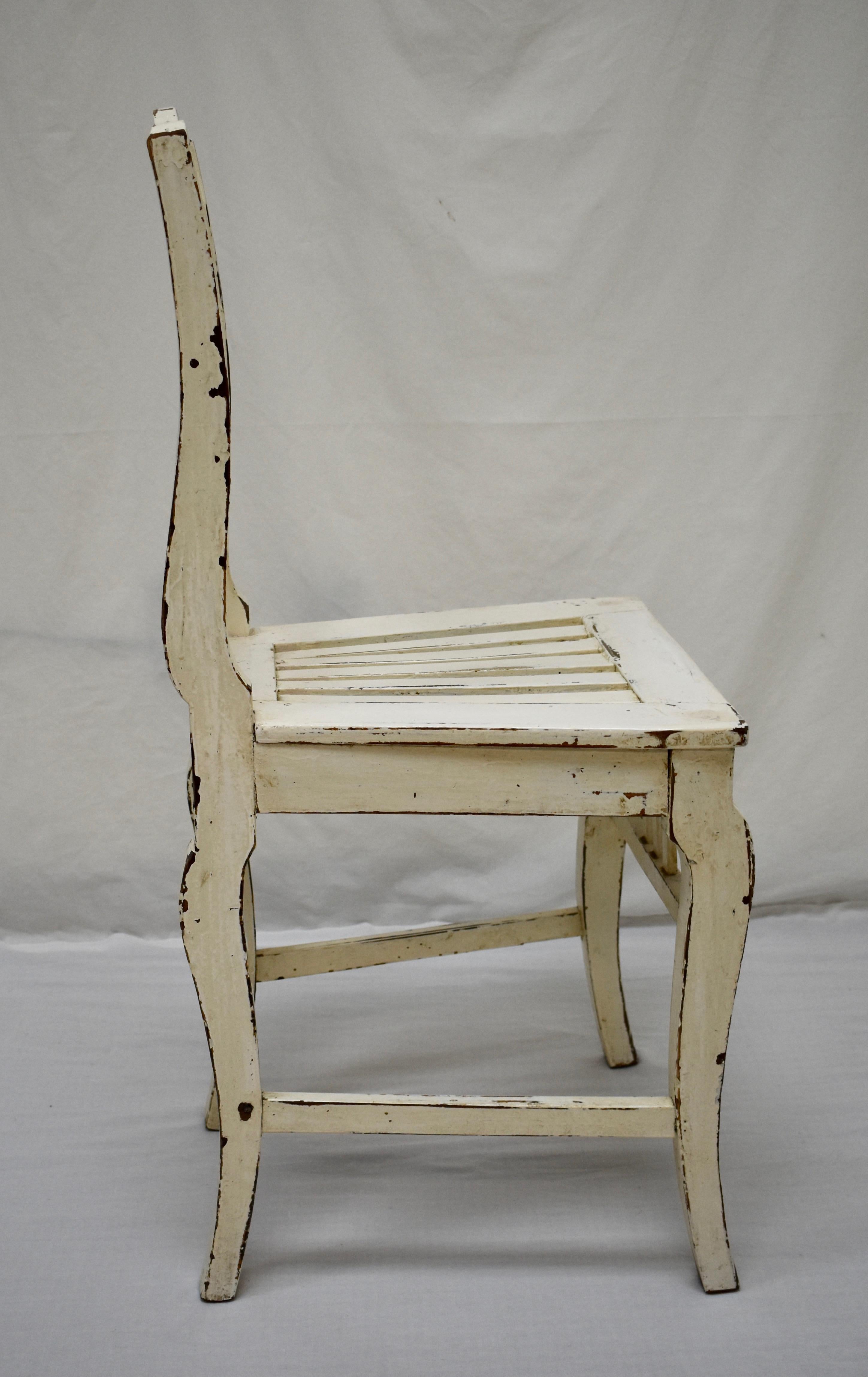 Pair of Painted Oak Country Side Chairs 2