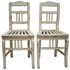 Pair of Painted Oak Country Side Chairs