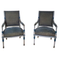 Pair of painted open armchairs/ fauteuils