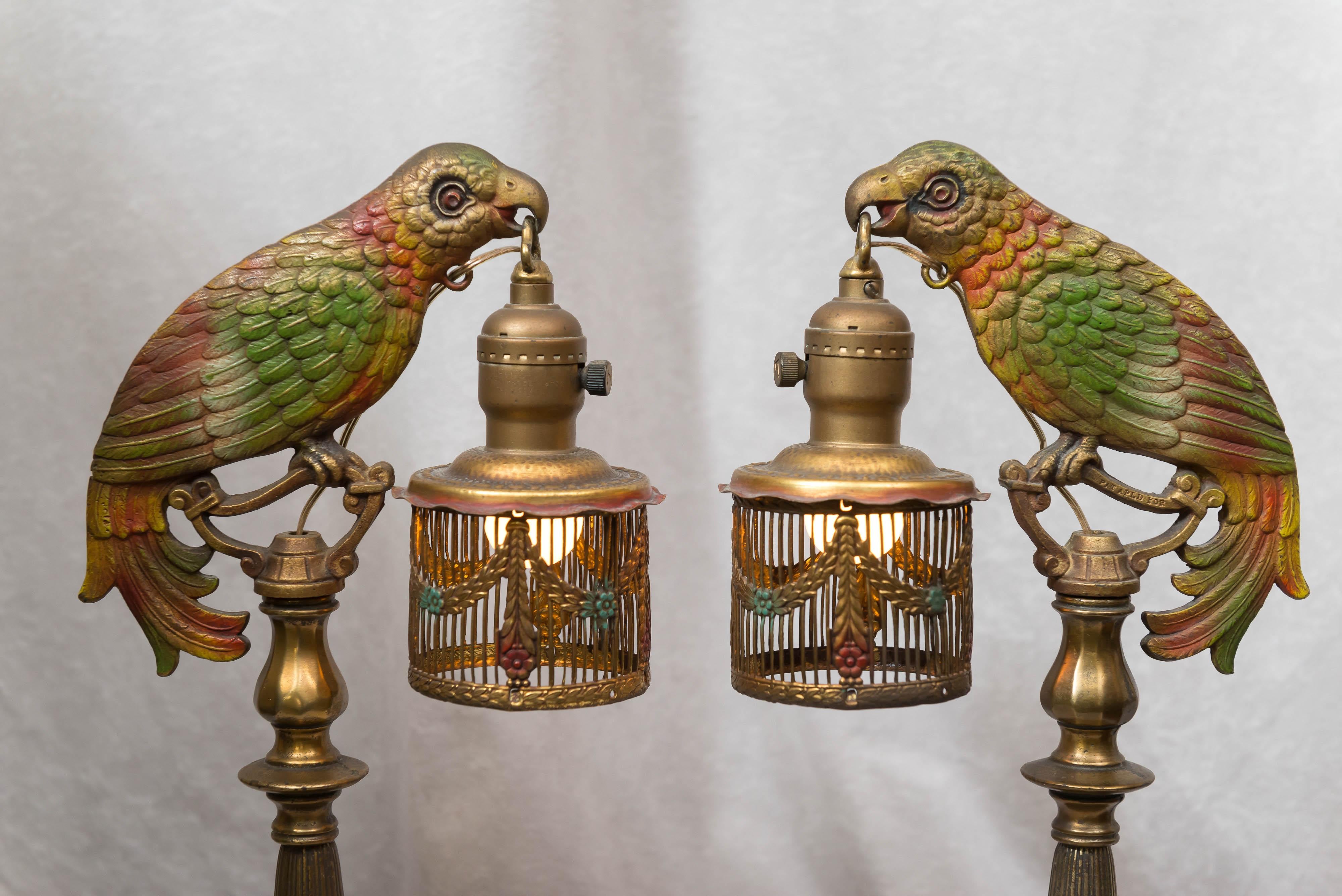 antique parrot lamp