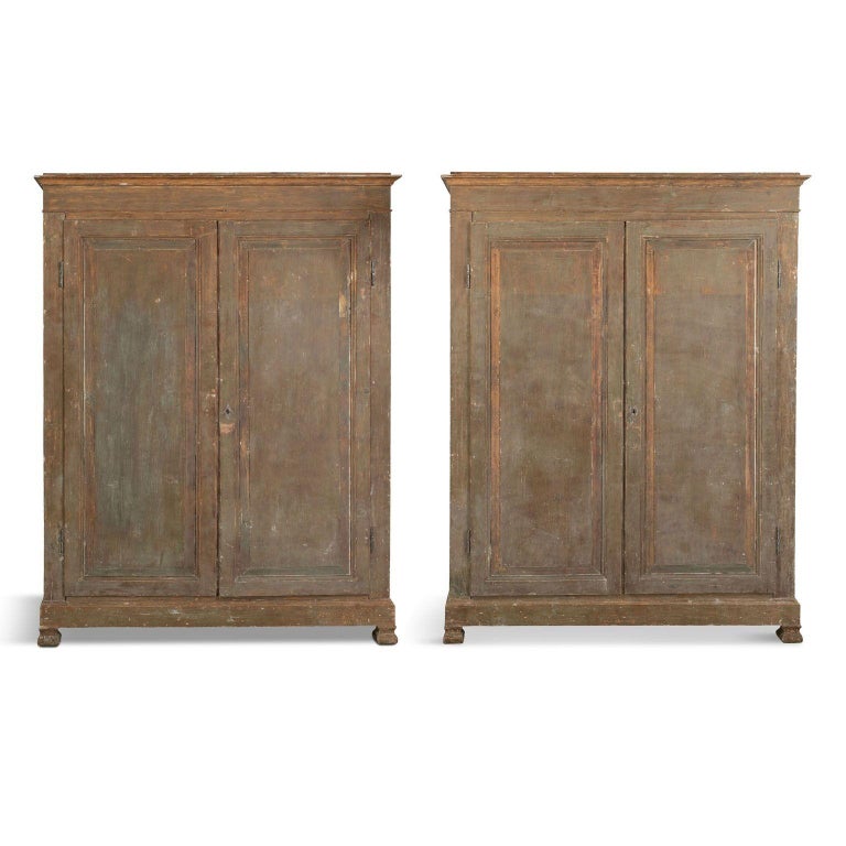 Pair of Painted Pine Armoires For Sale at 1stDibs