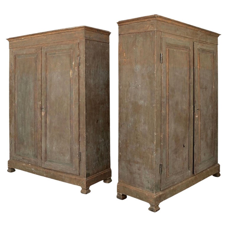 Pair of Painted Pine Armoires For Sale at 1stDibs