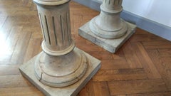 Pair of Painted Pine Columns Pedestals from France, circa 1820