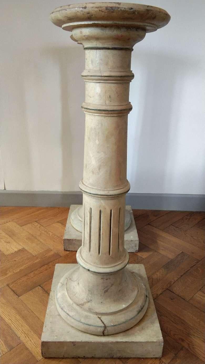Neoclassical Pair of Painted Pine Columns Pedestals from France, circa 1820 For Sale